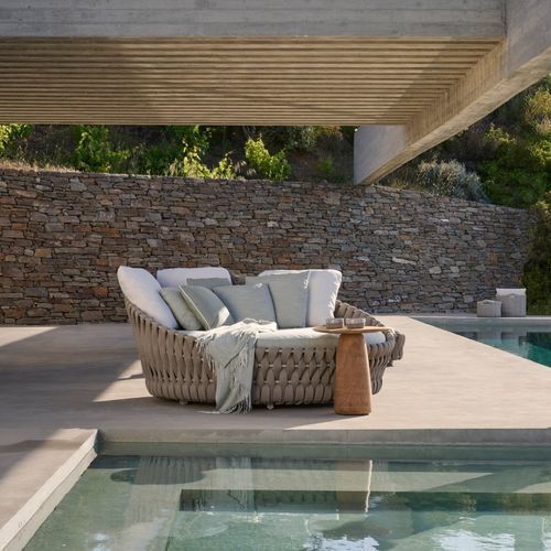 Divã contemporâneo - TOSCA - Tribù - em tecido / para ambiente externo / resistente às intempéries