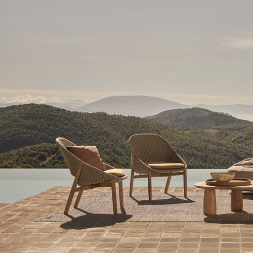 Poltrona contemporânea - ELIO - Tribù - em Tricord® / em teca / com almofada removível