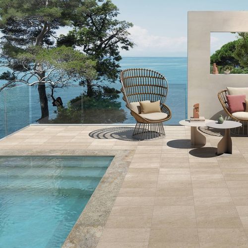 Placas de revestimento em grés porcelanato - LECCESE TAUPE - CERAMICHE KEOPE - estruturada / para ambiente externo / de jardim