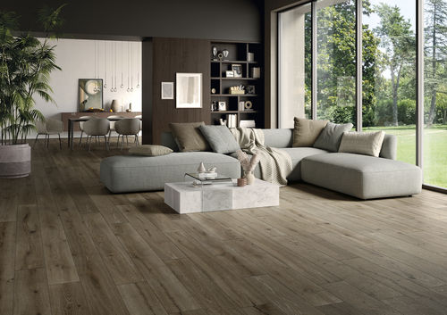 Placas de revestimento em grés porcelanato - UNICA BROWN - CERAMICHE KEOPE - fosca / estruturada / para ambiente interno