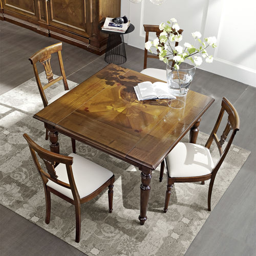 Mesa clássica - QUADRO  - LE FABLIER - em nogueira / com base em nogueira / quadrada