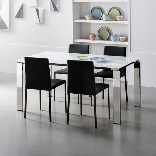 Mesa de jantar contemporânea - VENERE - STOSA CUCINE - em vidro laqueado / com base metálica laqueada / com base em metal cromado