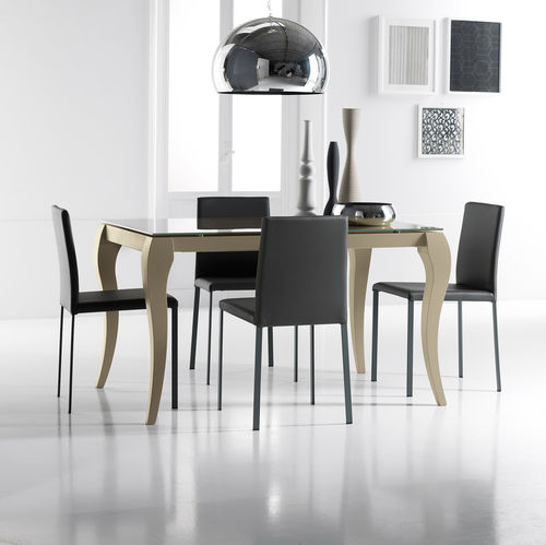 Mesa de jantar clássica - ROMA - STOSA CUCINE - em vidro / com base em madeira laqueada / retangular