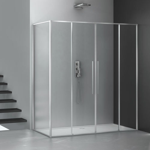 Cabine de banho em vidro - ZEN P2S+F00 - Megius SpA - em alumínio / em aço inoxidável / com portas de correr