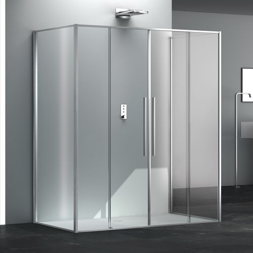 Cabine de banho em vidro - ZEN P2S+F00+F00 - Megius SpA - em alumínio / em aço inoxidável / com portas de correr