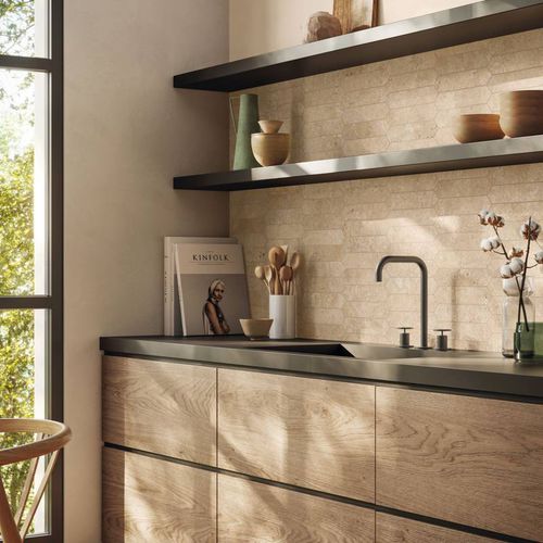 Placas de revestimento em grés porcelanato - ASTRUM CROSS CUT - CERAMICHE SUPERGRES - em pedra natural / fosca / para ambiente interno