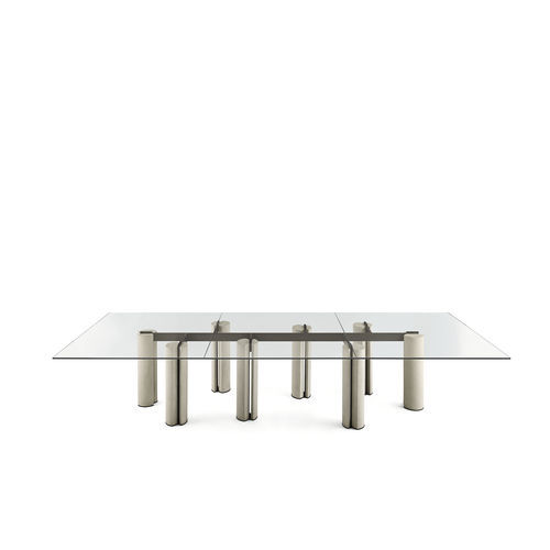 Mesa contemporânea - SIMPODIO SYSTEM - Gallotti&Radice - em vidro temperado / com base em concreto / retangular