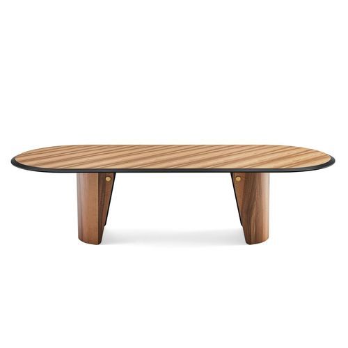 Mesa contemporânea - MANTO - Gallotti&Radice - em nogueira / com base em madeira / oval