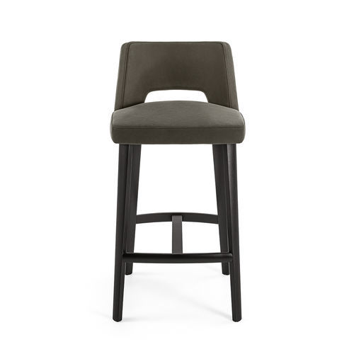 Banqueta alta contemporânea - THEA - Gallotti&Radice - em couro / em tecido / com base em carvalho