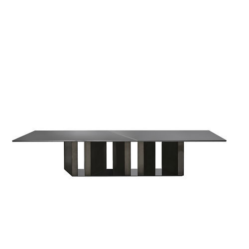 Mesa contemporânea - PLATIUM SYSTEM - Gallotti&Radice - em vidro / com base em madeira / retangular