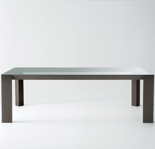 Mesa contemporânea - KOY - Gallotti&Radice - em vidro temperado / com base em alumínio / com base em carvalho