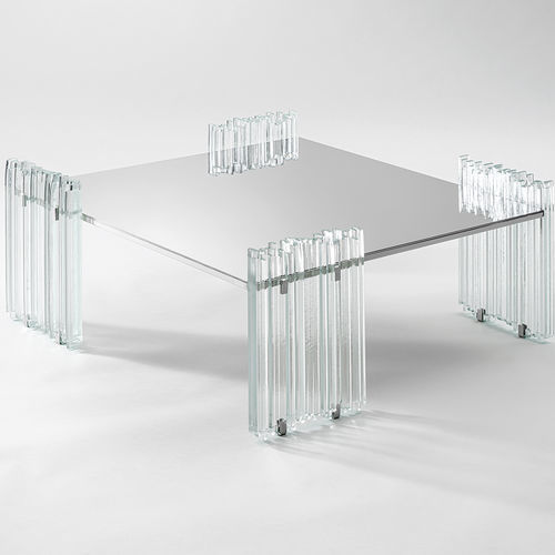 Mesa de centro contemporânea - Mirage - Gallotti&Radice - em vidro / em aço / com base em aço
