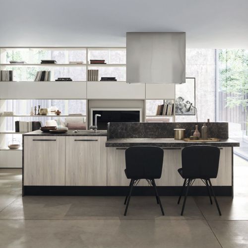 Cozinha contemporânea - ICE / 02 - Febal Casa - em madeira / com ilha / em L