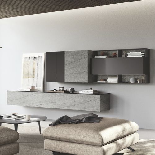 Móvel de parede de sala contemporâneo - DICIOTTO / 07 - Febal Casa - em laminado melamínico / para TV / com gavetas