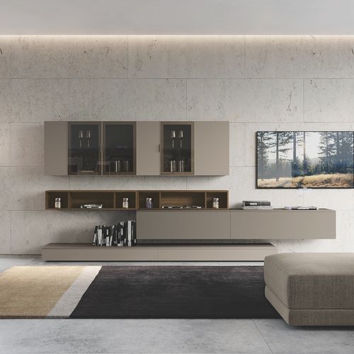 Móvel de parede de sala contemporâneo - DICIOTTO / 08 - Febal Casa - em vidro / em laminado melamínico / para TV