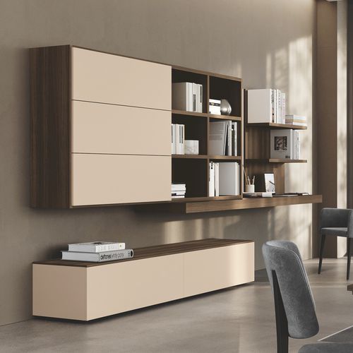 Móvel de parede de sala contemporâneo - DICIOTTO 10 - Febal Casa - em laminado melamínico / com gavetas / para TV