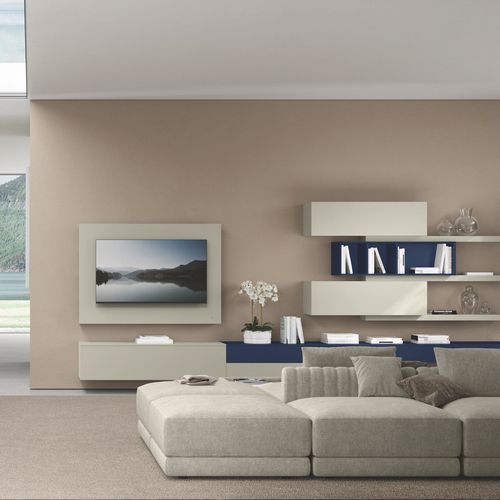 Móvel de parede de sala contemporâneo - DICIOTTO 11 - Febal Casa - em laminado melamínico / com gavetas / para TV
