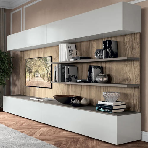 Móvel de parede contemporâneo para TV - DICIOTTO / 02 - Febal Casa - em madeira laqueada / em laminado melamínico / modular