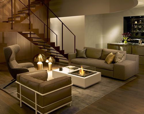 Braseiro de jardim a bioetanol - MANHATTAN 50 - EcoSmart Fire - a gás / em concreto / em aço inoxidável