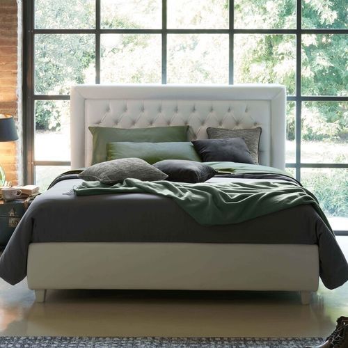 Cabeceira para cama de casal - QUEEN - DORELAN - Chesterfield / em tecido / branca