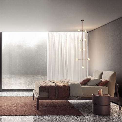 Cama de casal - FUSHIMI - PIANCA - contemporânea / com cabeceira estofada / em tecido