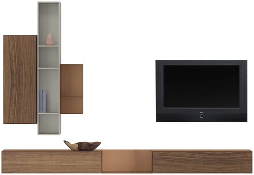 Móvel de parede contemporâneo para TV - LUGANO - BoConcept - em madeira laqueada / em vidro / em MDF