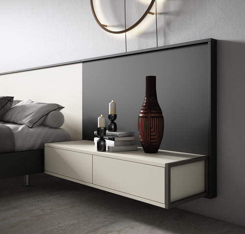 Criado-mudo contemporâneo - Cubo - MUEBLES MESEGUE, S.A. - em madeira laqueada / retangular / com gavetas