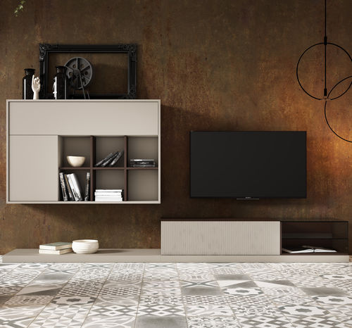 Móvel de parede contemporâneo para TV - BLIND - MUEBLES MESEGUE, S.A. - em madeira / sob medida