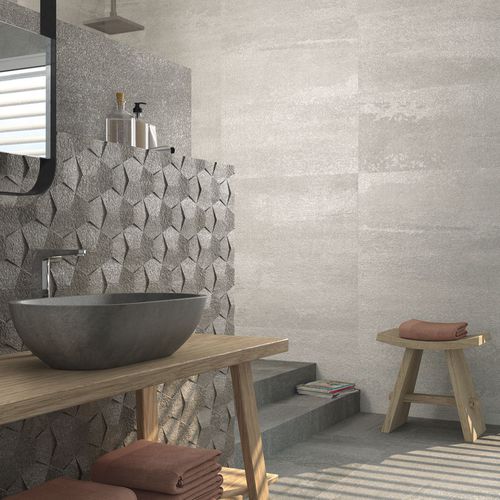 Placas de revestimento em grés porcelanato - MOON  - SALONI CERAMICA - polida / com relevo / 3D