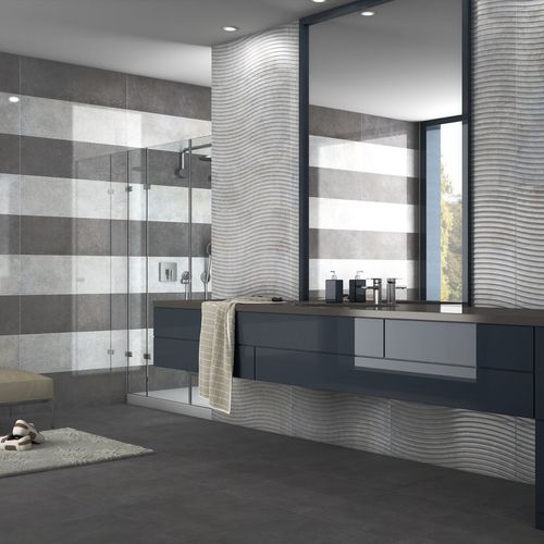 Placas de revestimento em grés porcelanato - QUARZ  - SALONI CERAMICA - polida / com relevo / para ambiente interno