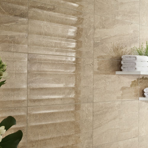 Placas de revestimento em grés porcelanato - GRADUAL RIV. - Ceramiche Ascot SpA - polida / com relevo / brilhante