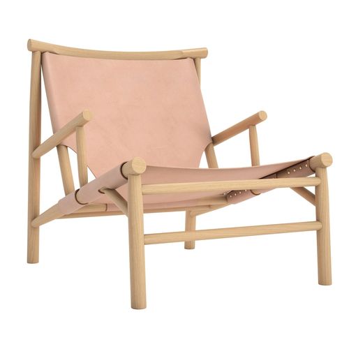 Poltrona de design escandinavo - SAMURAI - NORR11 - em couro / em carvalho / com certificação FSC