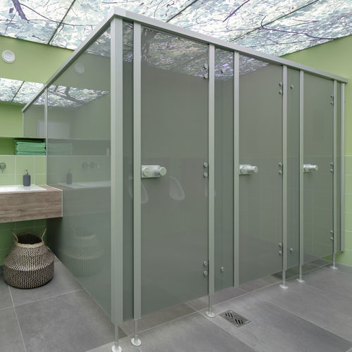 Divisória sanitária em vidro temperado - cronus GL - KEMMLIT-Bauelemente GmbH - para banheiro / para edifício de uso público