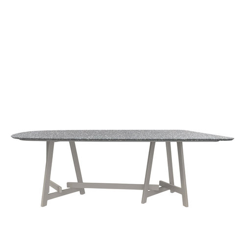 Mesa de jantar contemporânea - CHOPSTIX 219 - JANUS et Cie - em pedra / com base em alumínio / com base em aço inoxidável