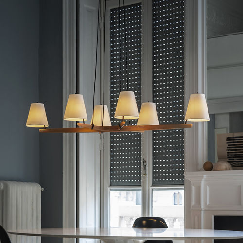 Lustre contemporâneo - ADMONT 6 - Kalmar Werkstaetten - metálico / em seda / em carvalho