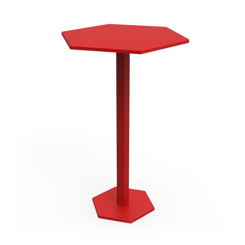 Mesa alta contemporânea - HEXAGONE - ZHED - em carvalho / em aço / com base em aço