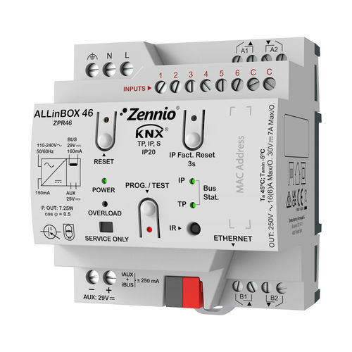 Atuador em trilho DIN - ALLINBOX 46 - ZENNIO AVANCE Y TECNOLOGIA