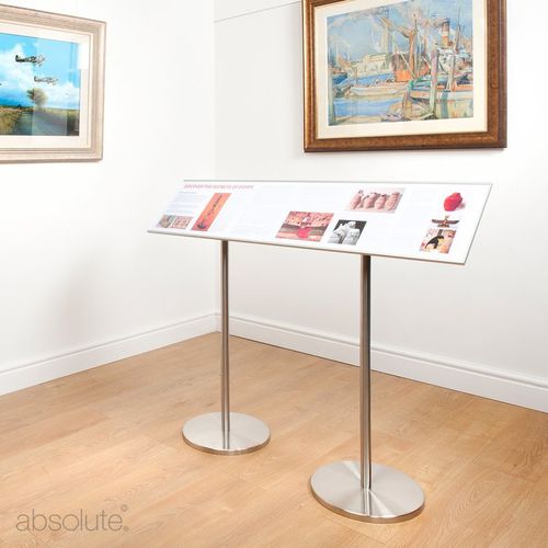 Painel informativo para ambiente interno - Reader Rail - Absolute Museum & Gallery Products Ltd - em alumínio anodizado / em aço inoxidável