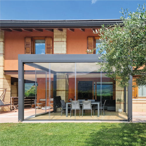 Pérgola apoiada em parede - ECLETTICA - Giulio Barbieri S.r.l. - em alumínio / em alumínio extrudado / em alumínio pintado
