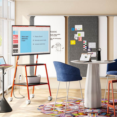 Suporte de piso para TV contemporâneo - STEELCASE FLEX  - Steelcase - com rodízios / móvel / com ocultação de cabos