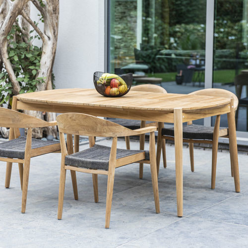 Mesa de jantar contemporânea - 251 108 COPENHAGEN - OASIQ - em teca / com base em teca / retangular