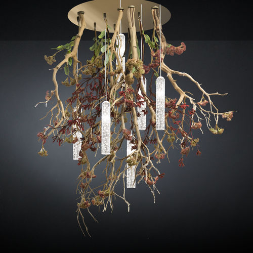 Lustre de design original - MANZANITA  - VGnewtrend - em aço pintado / em madeira / em vidro de Murano