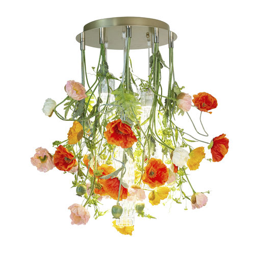 Lustre de design original - POPPY  - VGnewtrend - em aço pintado / em vidro de Murano / para 3 lâmpadas