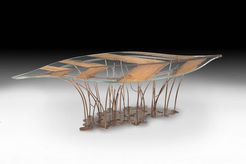 Mesa contemporânea - LEAF VENEZIA - VGnewtrend - metálica / em madeira / em vidro