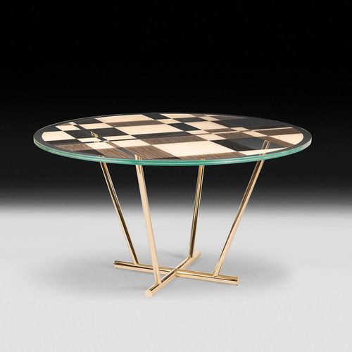 Mesa contemporânea - PIET - VGnewtrend - em madeira / em vidro / com base em metal cromado
