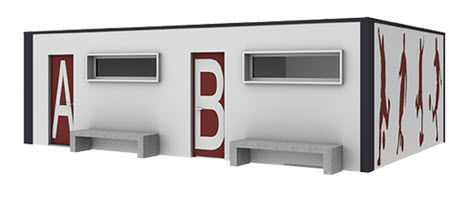Construção pré-fabricada - S01 - c.m.c.2. 0 - em concreto / para vestiário / contemporânea