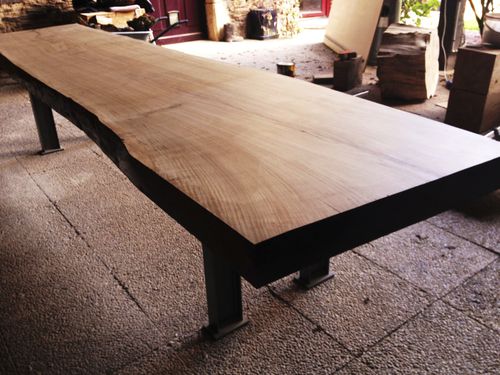 Mesa contemporânea - KUB BRASERO - em madeira / retangular / de jardim