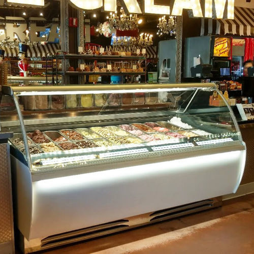 Vitrina refrigerada tipo balcão - VENTURA - Oscartek - para loja / em aço inoxidável / com porta