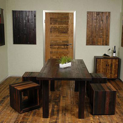 Conjunto de mesa e cadeiras de estilo rústico - Weinkeller-Profi - para ambiente interno / em madeira / retangular