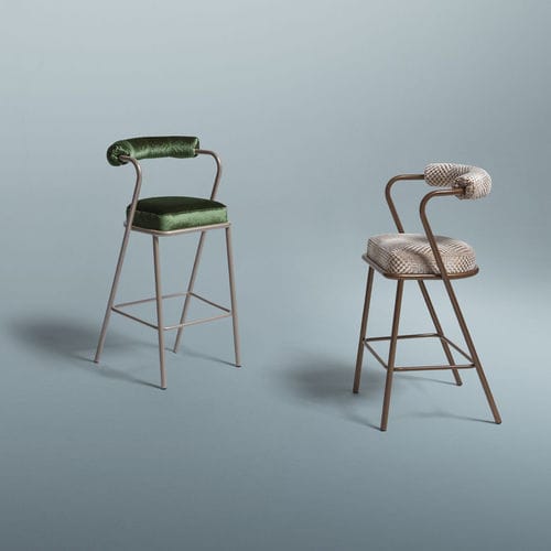 Cadeira alta contemporânea - Baba - My Home Collection - para ambiente interno / em tecido / com base em aço inox laqueado